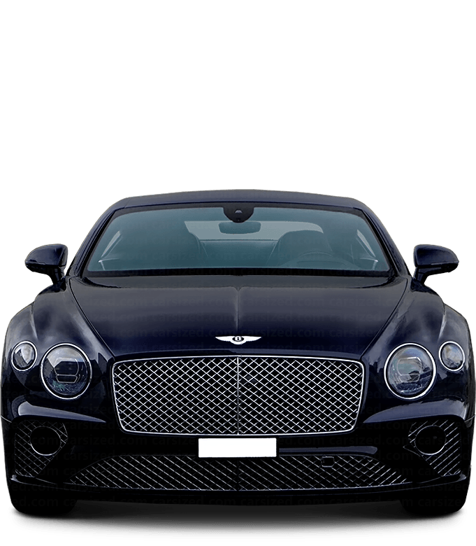 The front of a black bentley continental gt is shown on a white background.