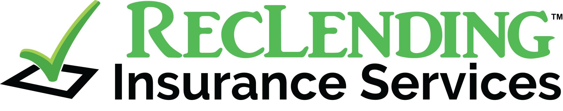 RecLending Insurance Services logo with green checkmark and black house outline