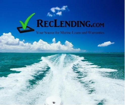RecLending.com logo over ocean wake under a blue sky with clouds