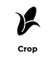 Black crop icon above the word “Crop” on a white background.