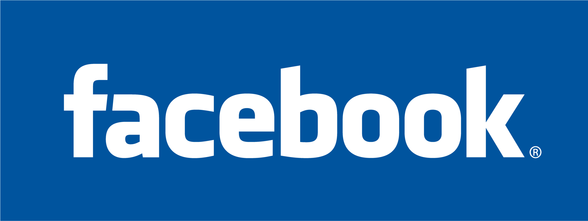 Facebook logo in white lowercase letters on a blue background