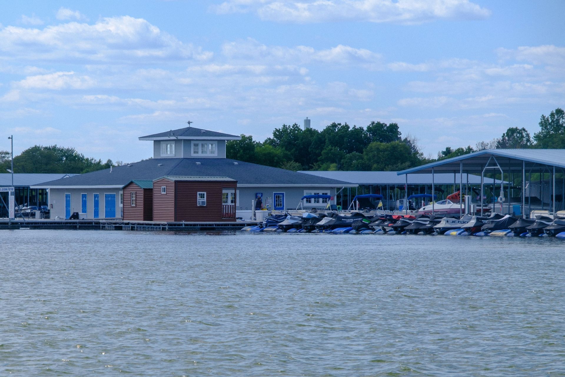 Boats docked at Jayhawk Marina in Paola, Kansas