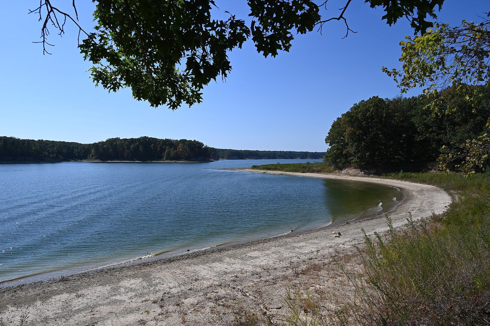 Lake Shelbyville shoreline viewed from Wolf Creek State Park in Illinois