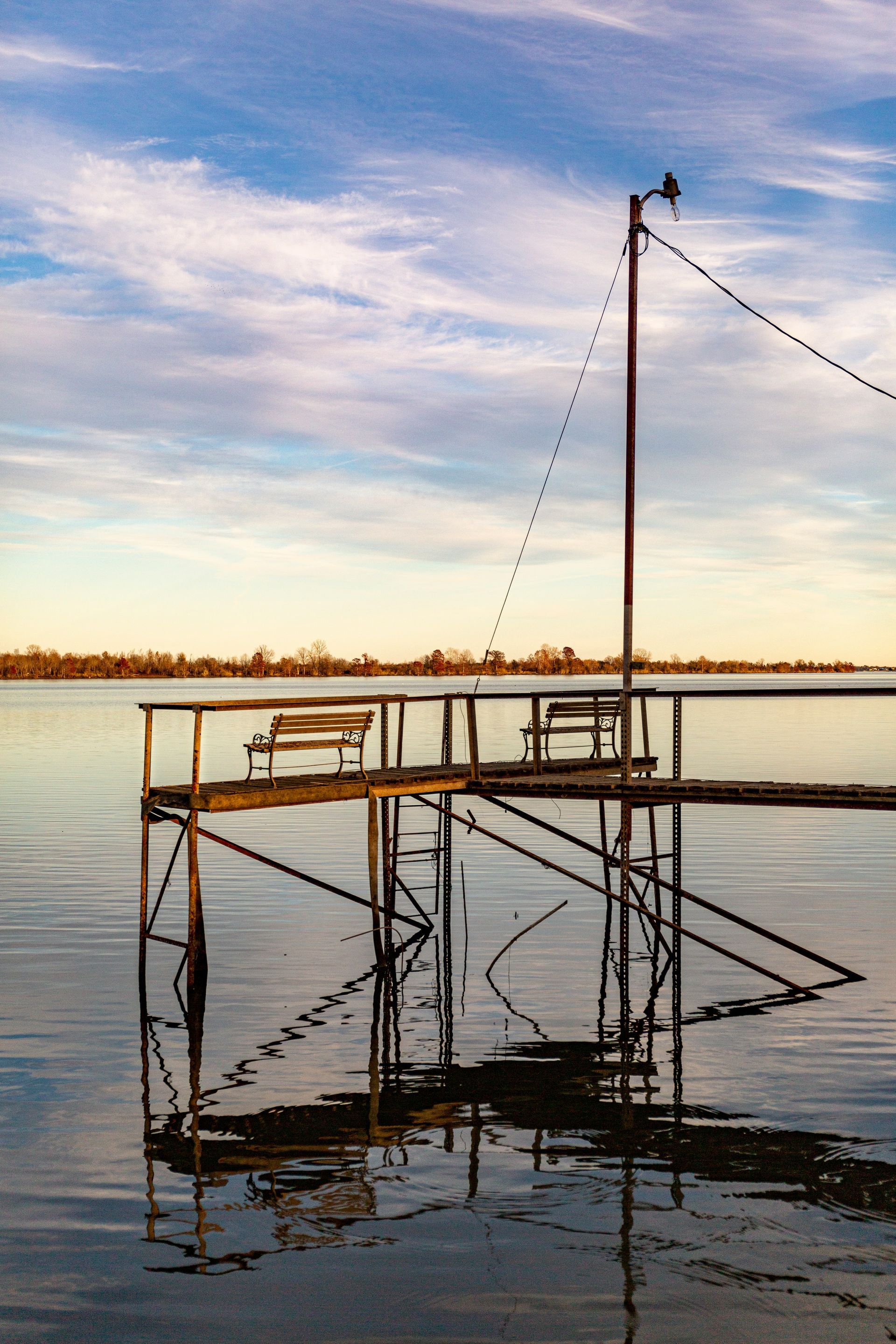 Wooden dock at Eagle Lake, Mississippi