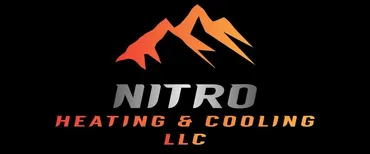 Logo for Nitro Heating & Cooling LLC, featuring a mountain graphic and text on a black background.
