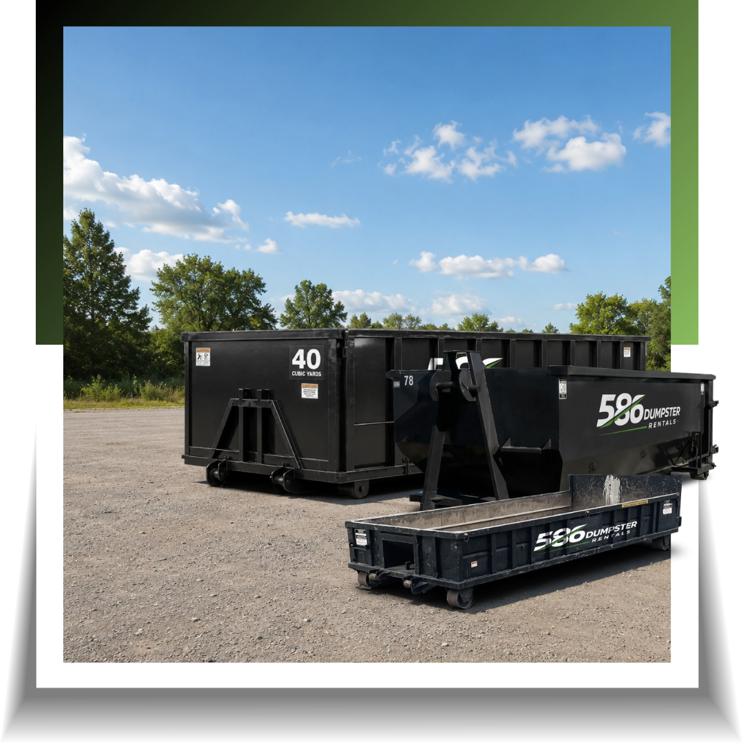 An image of dumpsters in the open area