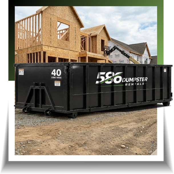 586 dumpster displayed outside