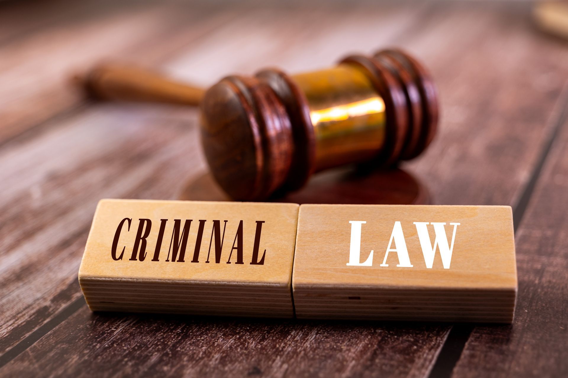 Criminal law gavel with wooden blocks and 