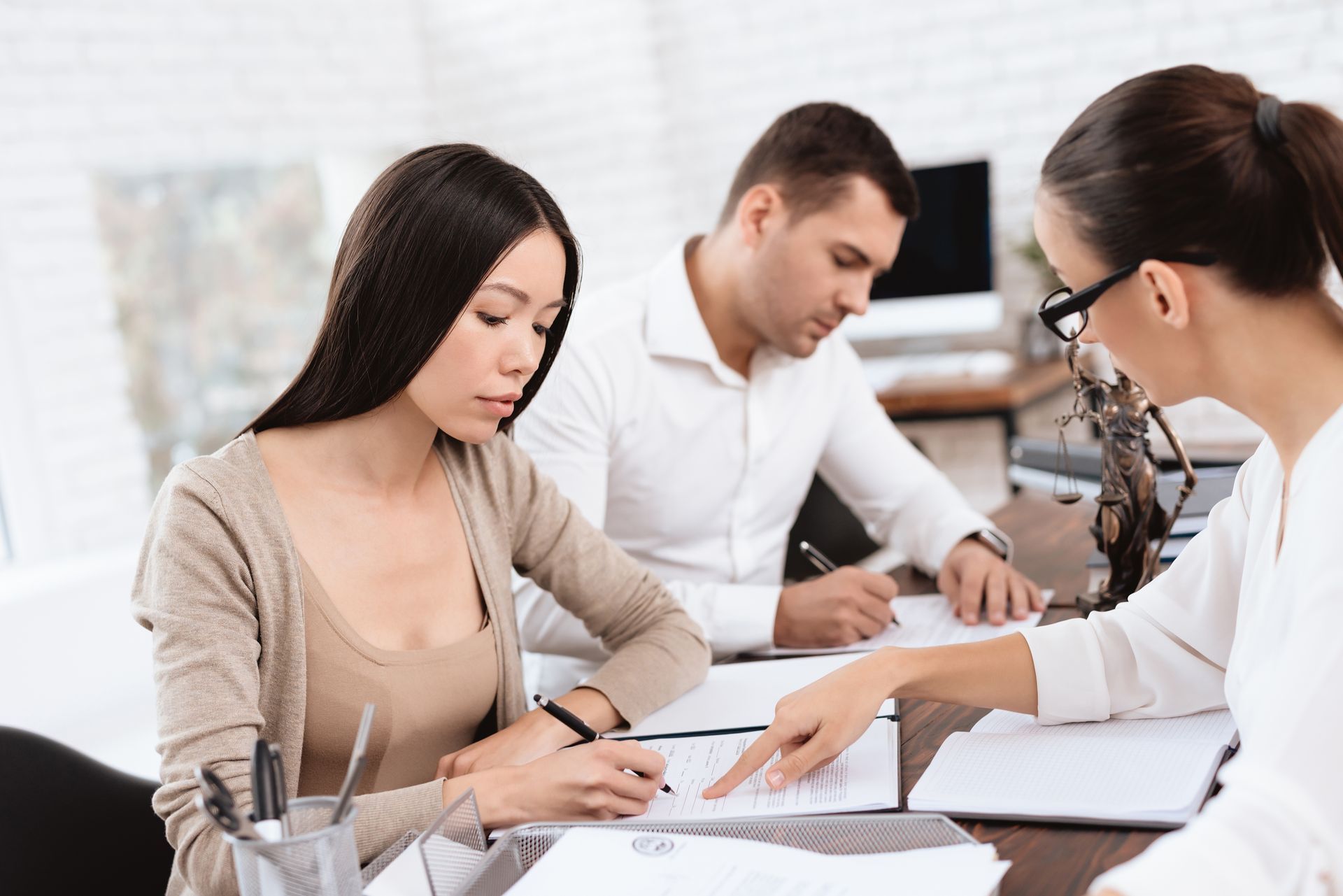 A couple is concluding a divorce. A couple is concluding a divorce.