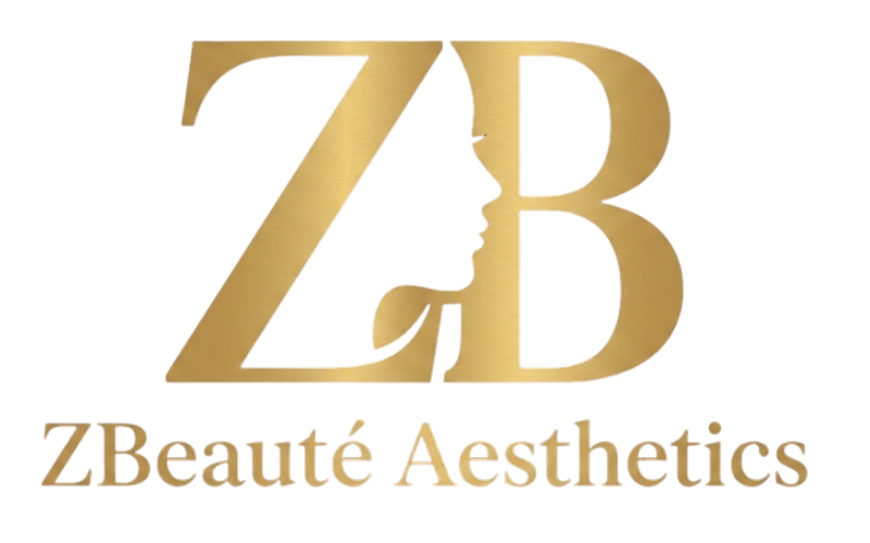 Gold “ZB” logo with a profile silhouette and the text “ZBeauté Aesthetics” underneath