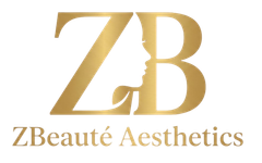 Gold “ZB” logo with a profile silhouette and the text “ZBeauté Aesthetics” underneath