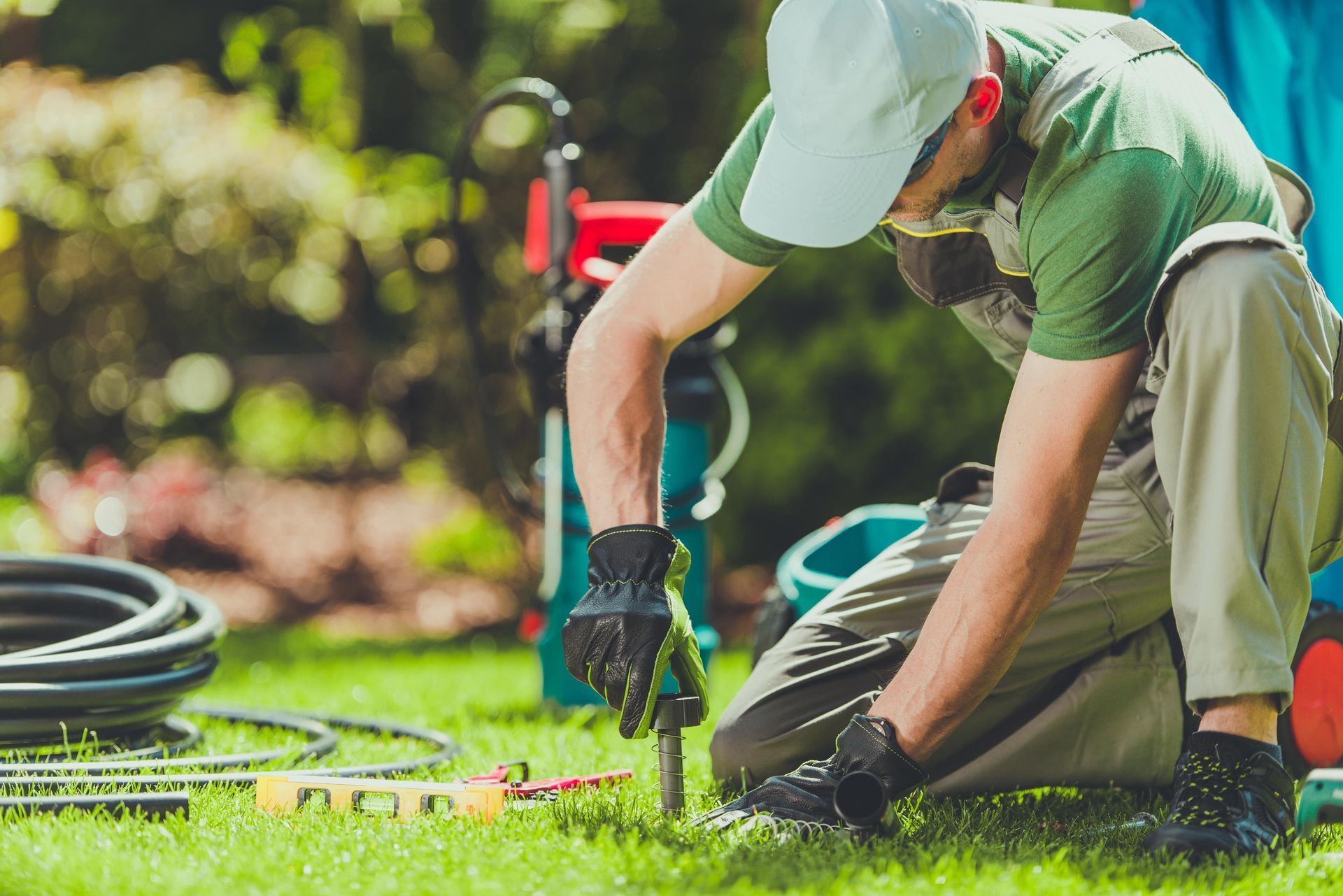 Irrigation system expert installing sprinklers in Lehigh Acres FL