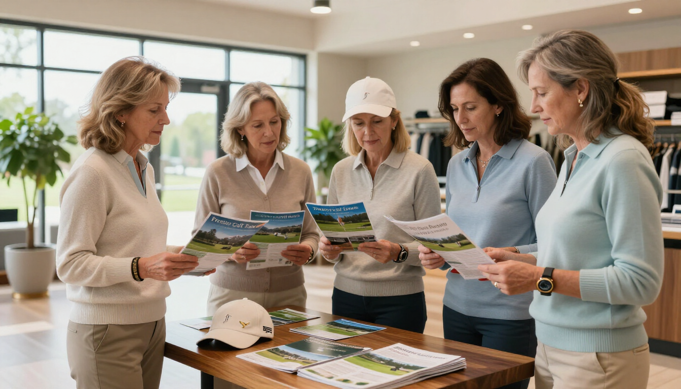 Ladies deciding what tour operator to travel with 