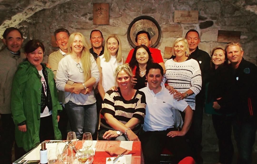 Wine cellar private group dinner on france golf tour