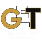 Gold and black “GT” logo with white background and faint “Golf Escape Travel Professional” text