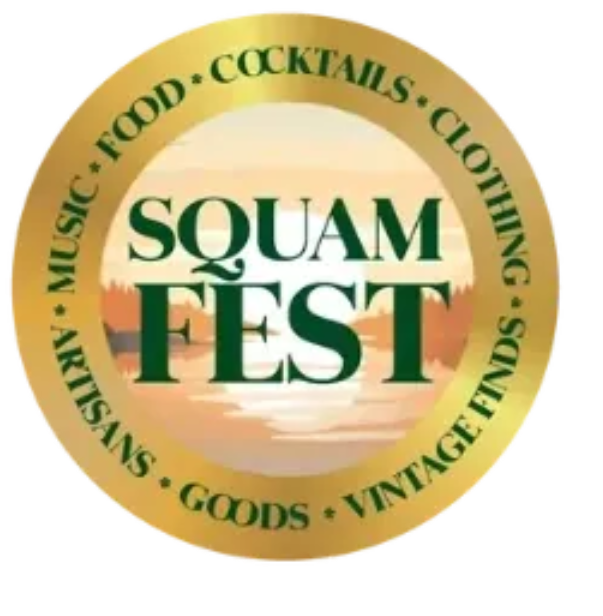The logo for the squam fest has a sunset in the background