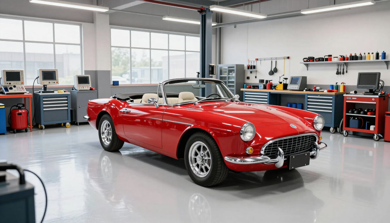 Classic car in shop