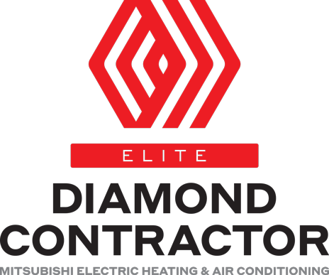 The Mitsubishi Electric logo next to the Diamond Contractor logo.