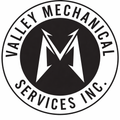 Black and white logo for Valley Mechanical Services Inc. featuring a stylized letter M inside a circular border.