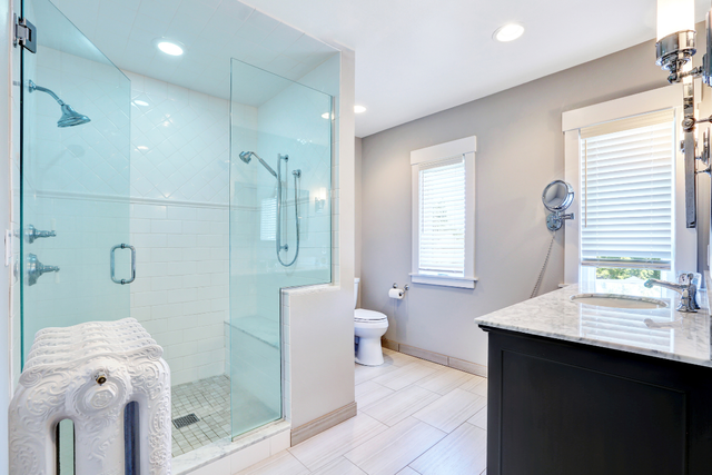 tub to shower conversion bathroom with white shower and detachable black shower head