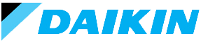 A blue daikin logo on a white background
