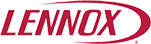 The lennox logo is red and white with a red circle around it.