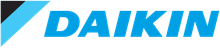 The daikin logo is blue and black on a white background.