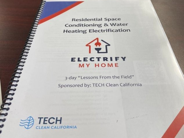 A book is titled electrify my home and is sponsored by tech clean california