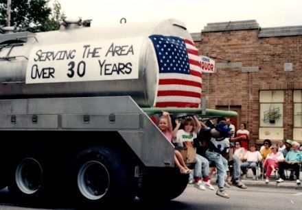 Tank of the Truck with Flag — Malone, WI — Ziegelbauer Septic Service LLC