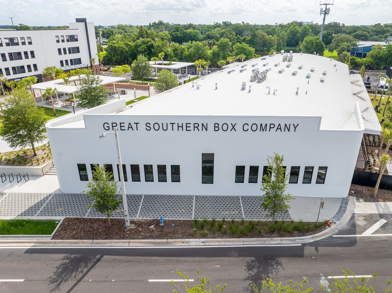 An aerial view of the great southern box company