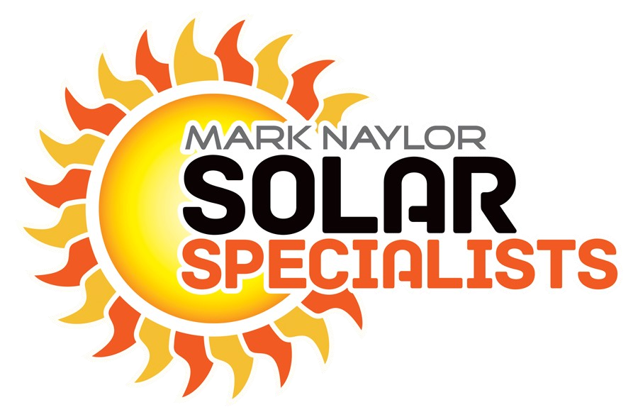 A logo for mark naylor solar specialists with a sun