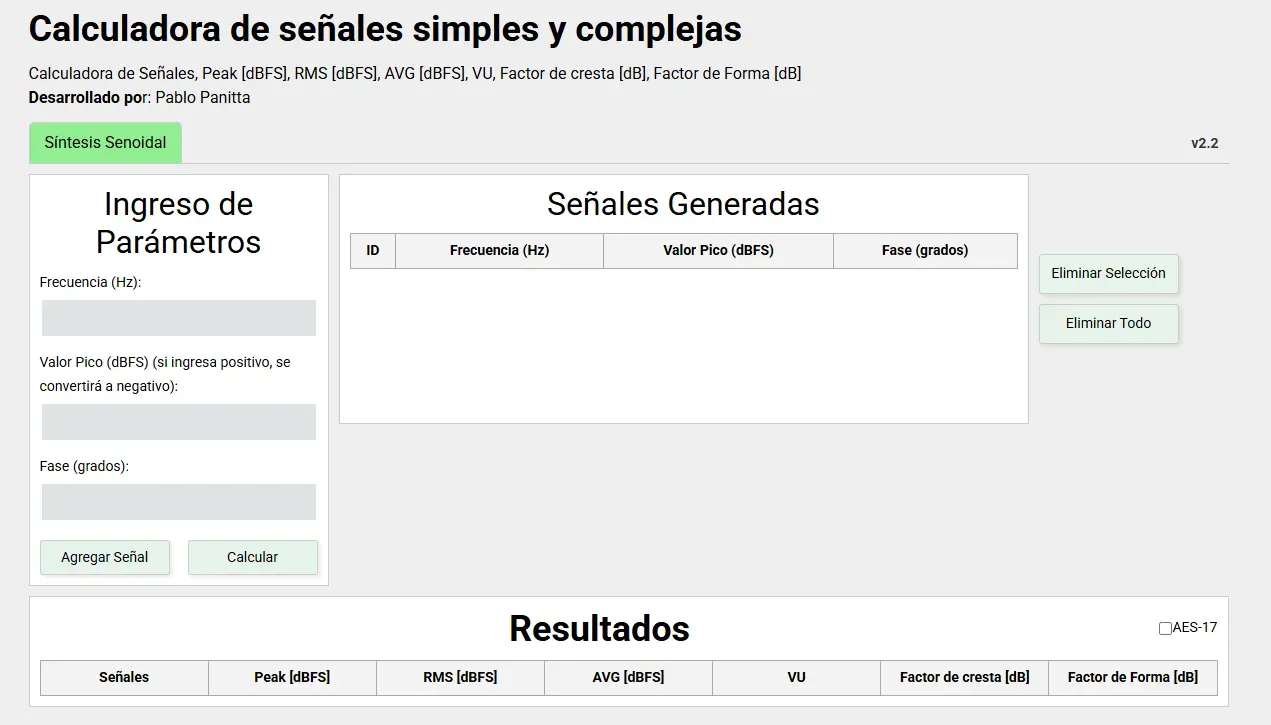 Calculadora de señales simples y complejas