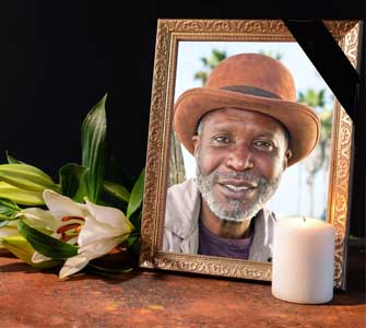 Photo of man with flowers and candles