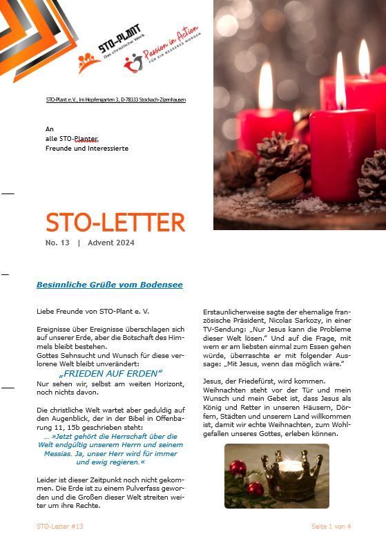 STO-Letter Nr. 13, Advent 2024 STO-Letter Nr. 13, Advent 2024