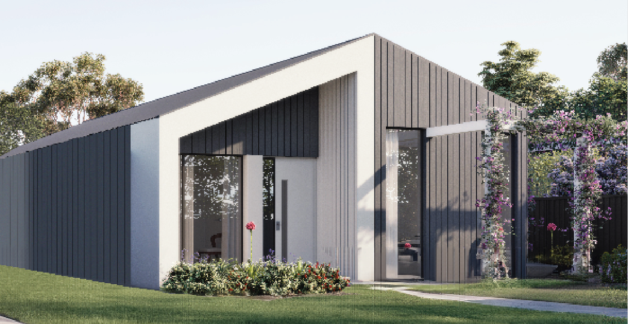 An artist 's impression of a house with two garages