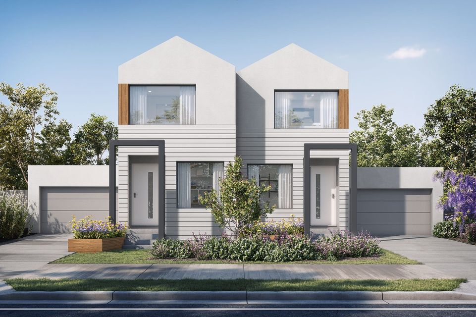 An artist 's impression of a house with two garages
