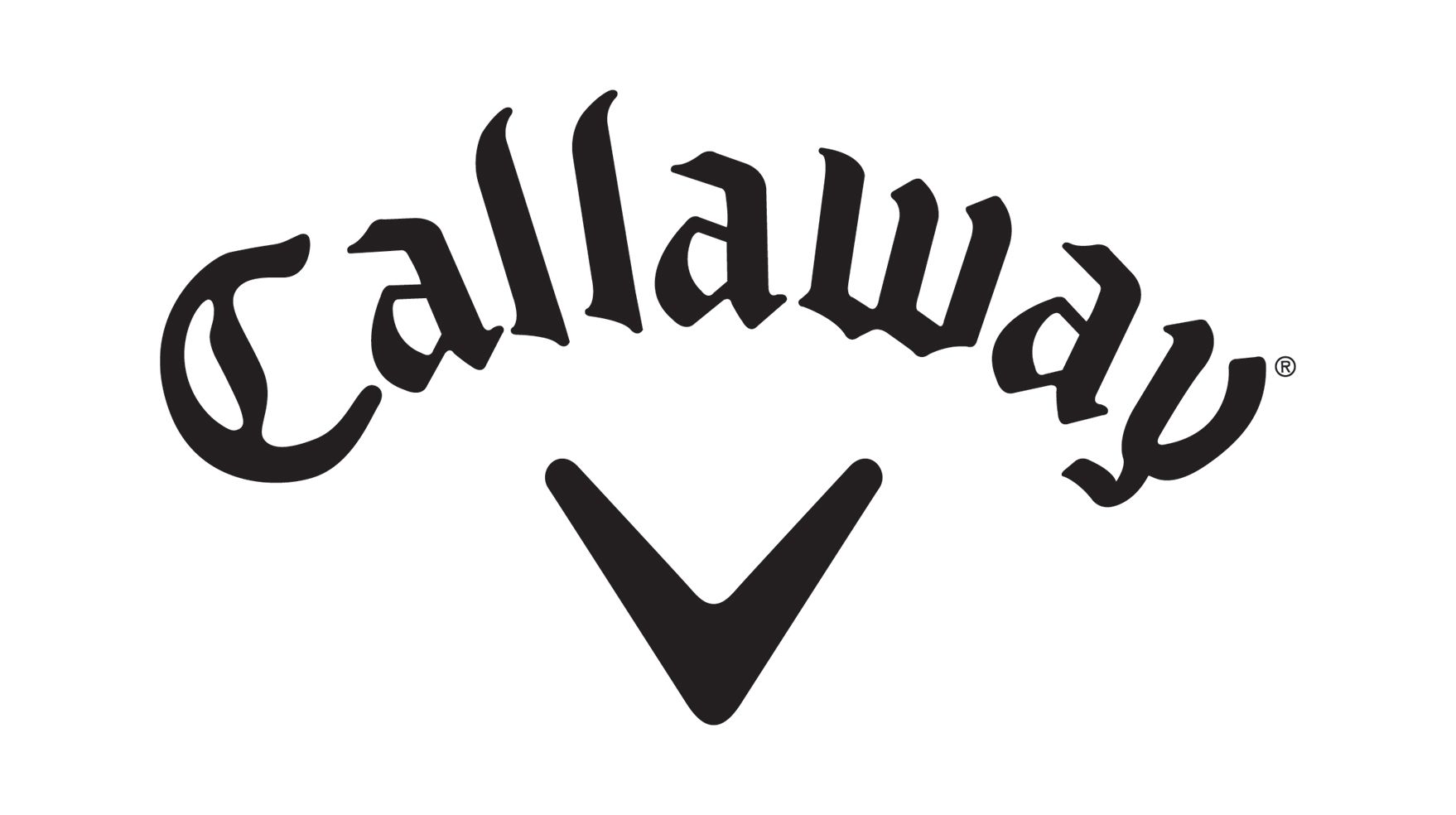Callaway golf brand logo in black with stylized wordmark and chevron icon