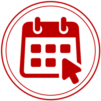 Red calendar icon with a cursor.