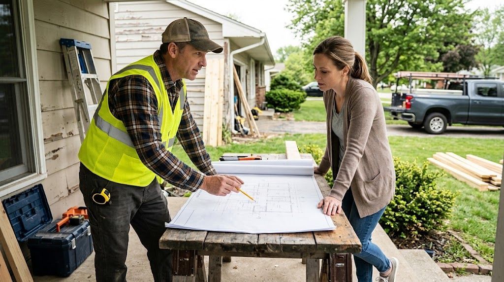 Contractor discussing remodeling plans with a homeowner