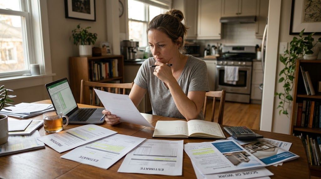 Homeowner evaluating contractor responses
