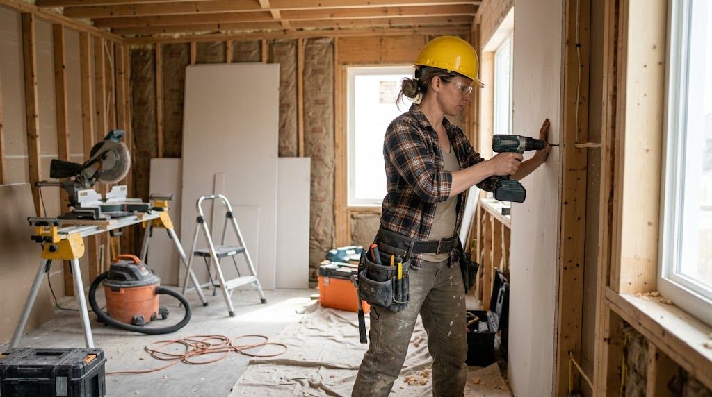 Professional contractor working on home remodeling