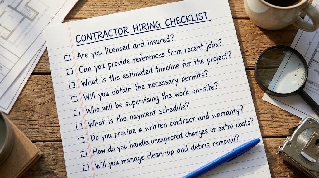 Checklist of questions to ask remodeling contractors