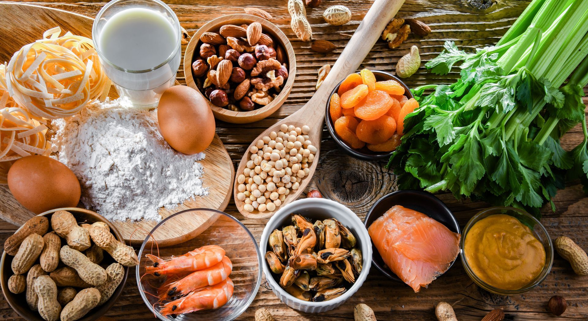 There are many different types of food on the table.