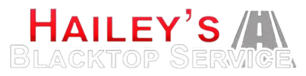 Hailey’s Blacktop Service logo in red and gray text on a white background