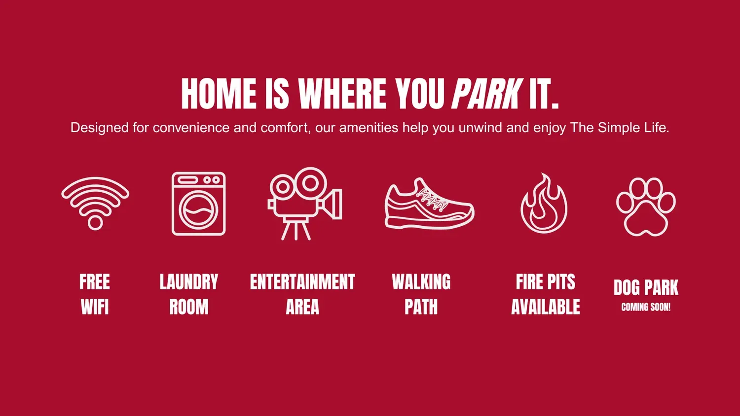 Simple Livin Campground amenities graphic