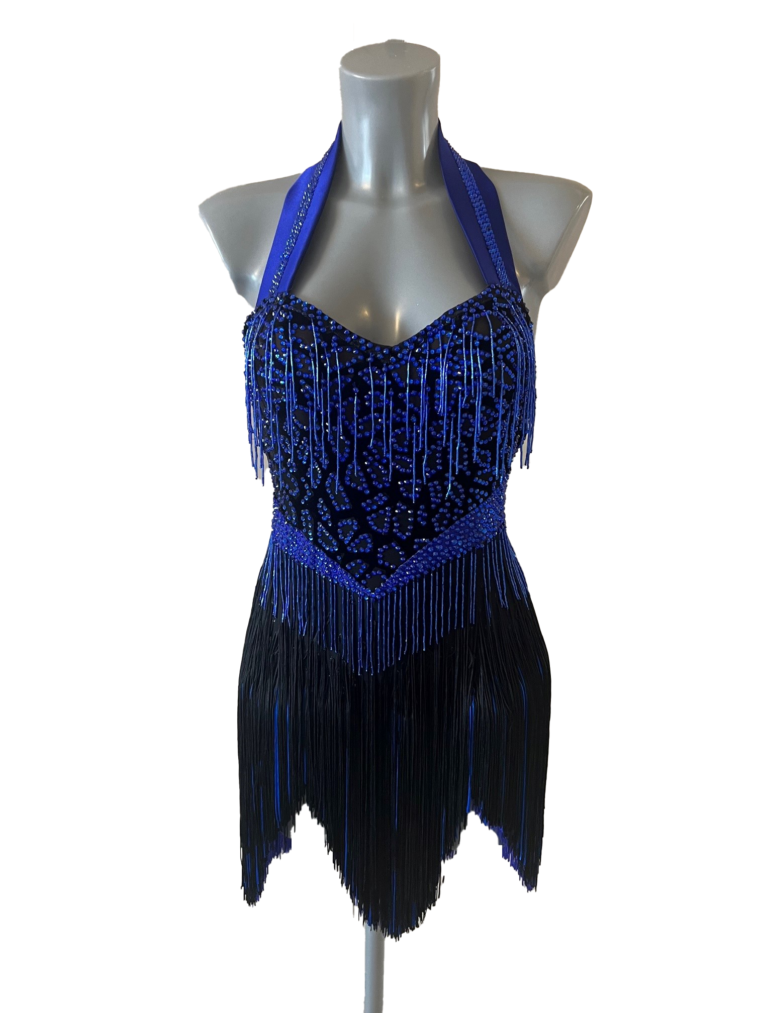 Sapphire and black beaded Latin dance dress