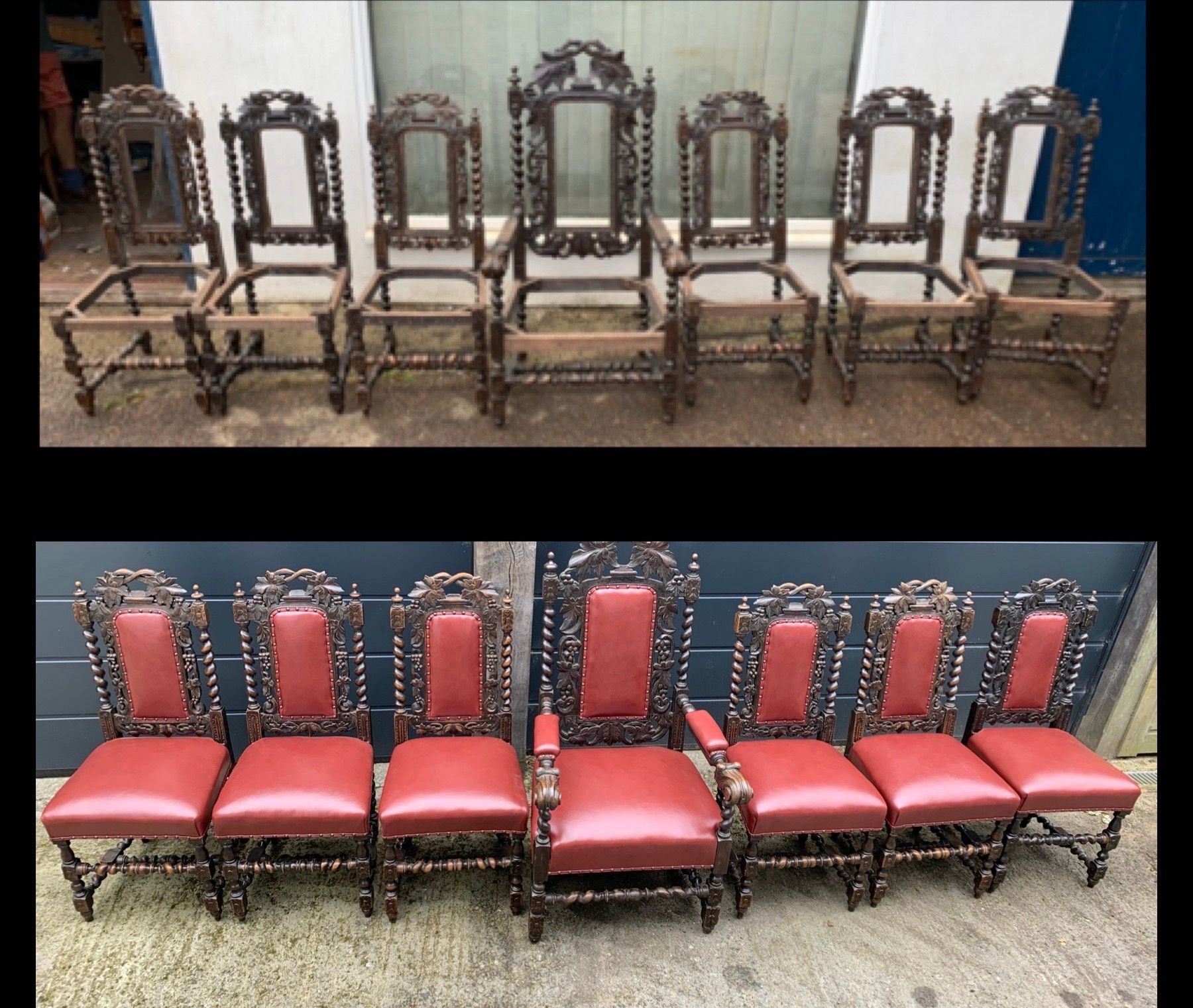 Antique dining room chairs reupholstered 