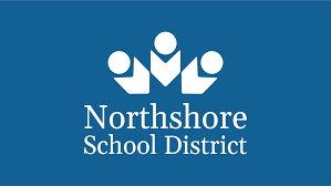 The northshore school district logo is on a blue background