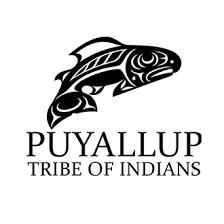 A black and white logo for the puyallup tribe of indians