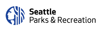 The logo for seattle parks and recreation is blue and black.
